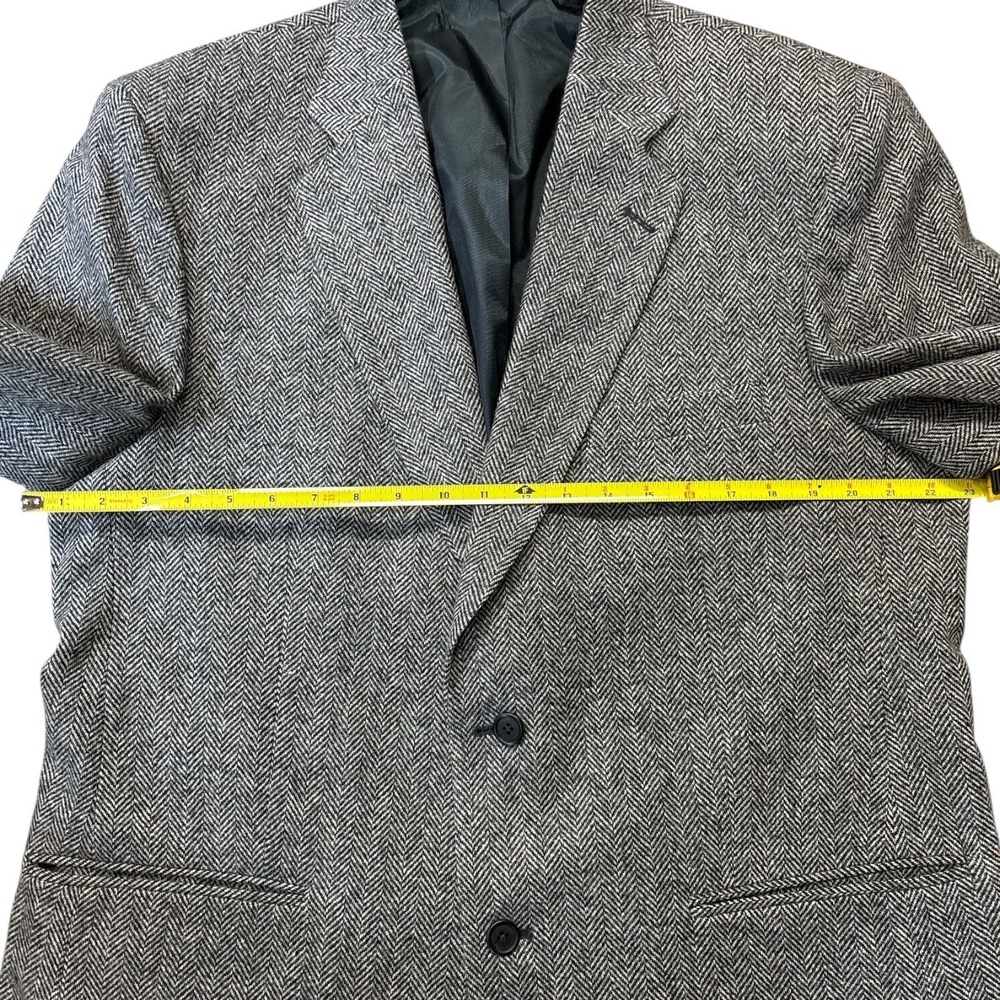 Town Craft Men's Tweed Sport Coat Blazer Two Button Gray Herringbone 46L - Picture 5 of 12